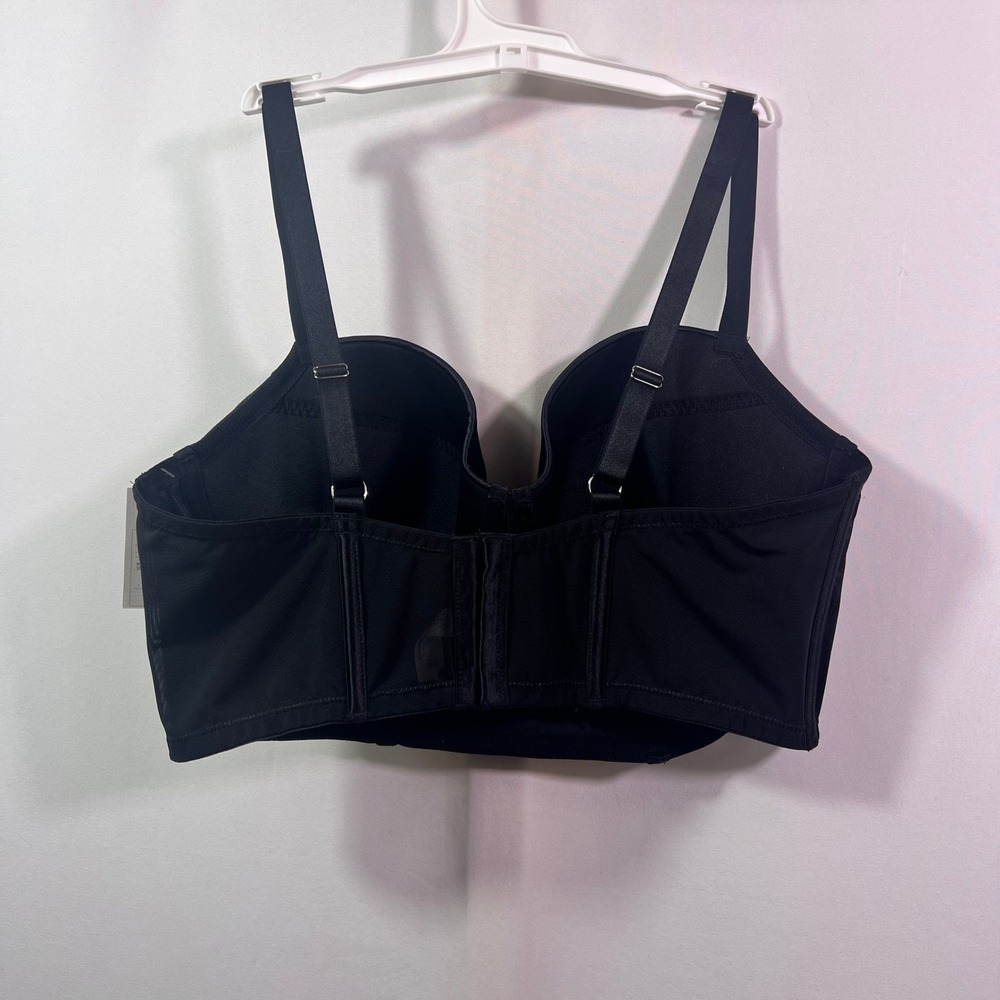 Auden Black Satin Longline Corset Bustier Bra Top Underwire Medium NEW - Picture 3 of 9